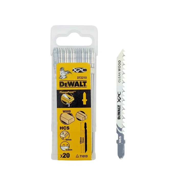 Lame scie sauteuse XPC denture rectifiée HCS profondeur de coupe <60mm attache T - DT2210-QZ - DEWALT