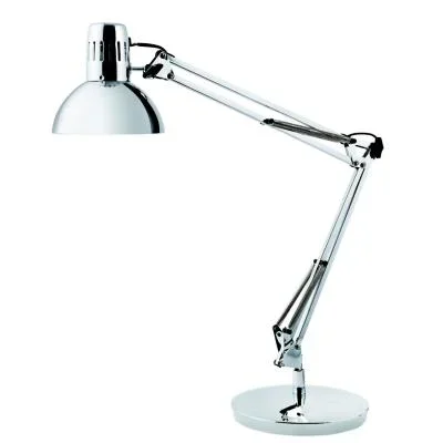 Lampe de bureau architecte LED Alba – tête orientable – finition chromée
