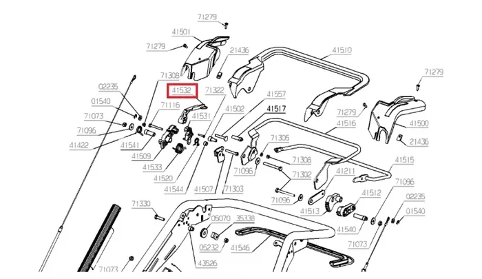 Levier de Crochet de Guidon pour Tondeuse RM53H, NTCB1/98 .. – Ref 41532 – Outils Wolf