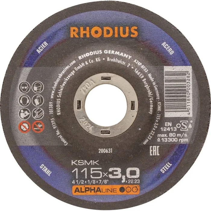 LOT 25 MEULES TRONCON.ACIER 115X3X22 – RHODIUS – 14064