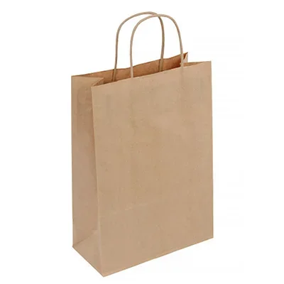 Lot 50 sac en papier kraft brun 90 g/m² – Poignées torsadées – Dimension 22x31cm – Soufflets latéraux 10 cm