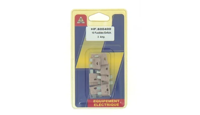 Lot de 10 Fusibles 3 A 2 Fiches Violet Ref HF600400 – Casteels
