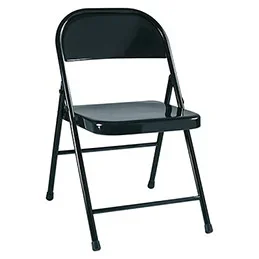 Lot de 4 chaises pliantes Plius – assise et dossier métal noir – structure en tube d&rsquo;acier noir