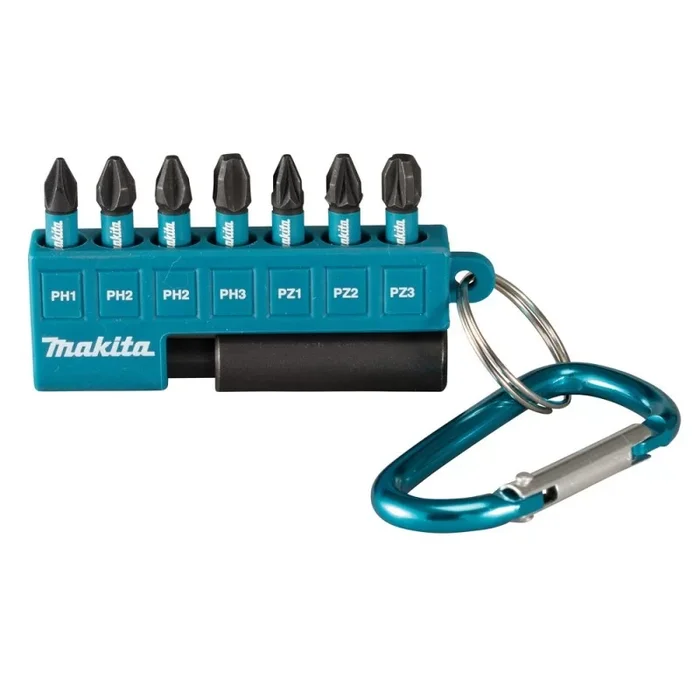 Lot de 7 embouts de vissage Impact Black 25mm Makita avec porte-embout magnetique et mousqueton