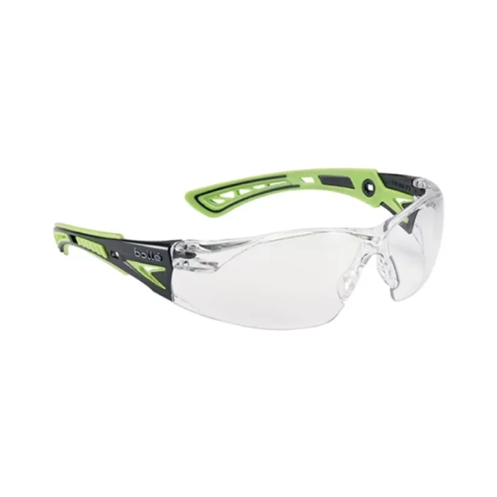 Lunette de securite RUSH+ Bolle incolore traitement Platinum Vert Noir