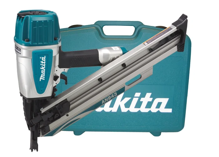 Makita AN943K Agrafeuse pneumatique pour clous de construction dans coffret – 50-90 mm – 8,5 bar