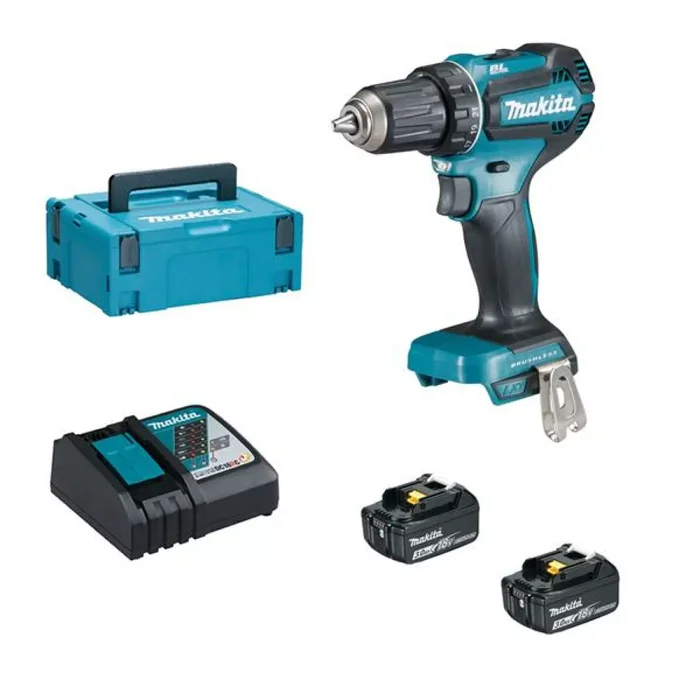 Makita DDF485RFJ Perceuse visseuse sans-fil – 18V Li-ion – 2 batteries 3,0 ah – MAKPAC – Brushless – 50 Nm