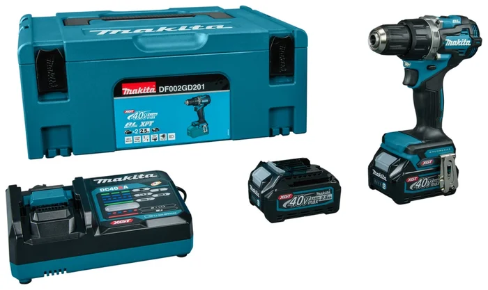 Makita DF002GD201 Perceuse visseuse sans-fil – XGT 40V max Li-ion – 2 batteries 2,5 Ah – Mbox – 64 nm – Brushless