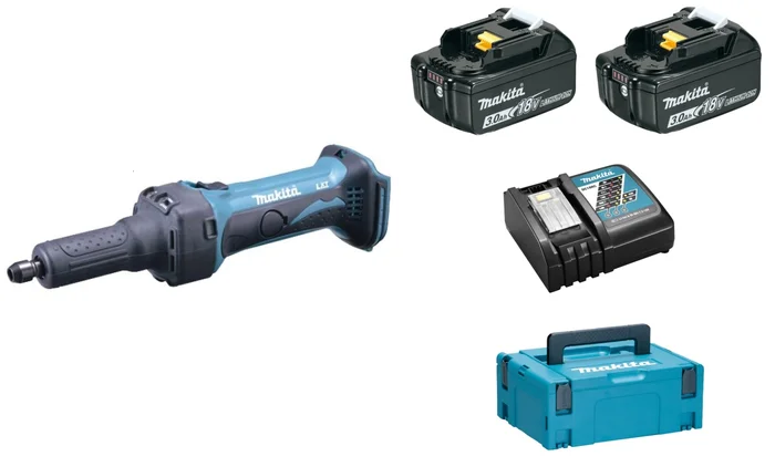 Makita DGD800RFJ Meuleuse droite à batteries 18V Li-Ion set (2x batterie 3.0Ah) dans MAKPAC