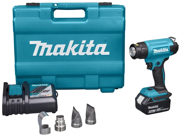 Makita DHG181RT Décapeur thermique sans-fil 18 V Li-ion (1 X 5,0 Ah) en coffret – 550°C – 200 L/min
