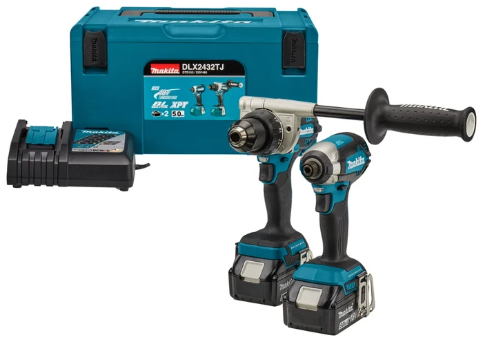 MAKITA DLX2432TJ Pack 2 outils sans-fil – 18V Li-ion – Perceuse-visseuse (DDF486) & Visseuse à percussion (DTD153) – 2 batteries 5,0 ah – Mbox