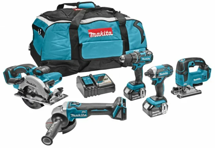 Makita DLX5020T Pack 5 outils sans-fil – 18V Li-ion – 2 batteries 5,0 ah – sac