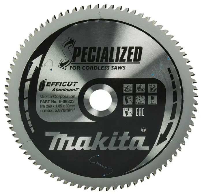 Makita E-06323 Efficut Lame de scie transversale – 260 x 30 x 81T – Aluminium