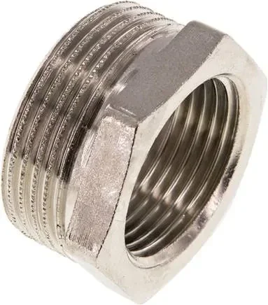 Mamelon de réduction G 1-1/4&Prime;(M)-G 1&Prime;(F), laiton nickelé