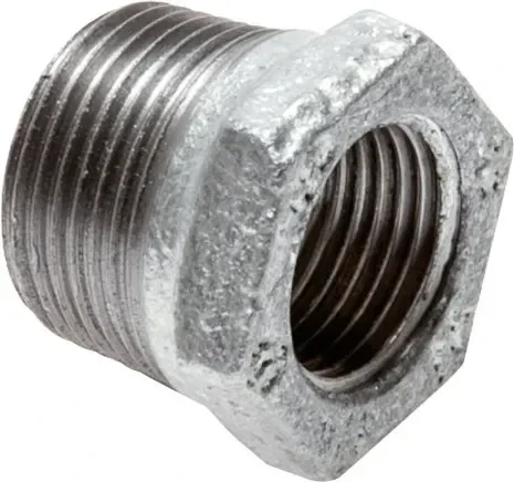 Mamelon de réduction R 1/4″(M)-Rp 1/8″(F), fonte malléable galvanisée