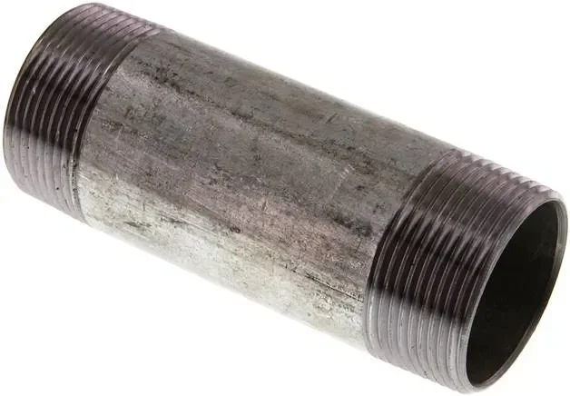 Mamelon double de tube R 1-1/2″-120mm, tube en acier ST 37 galvanisé