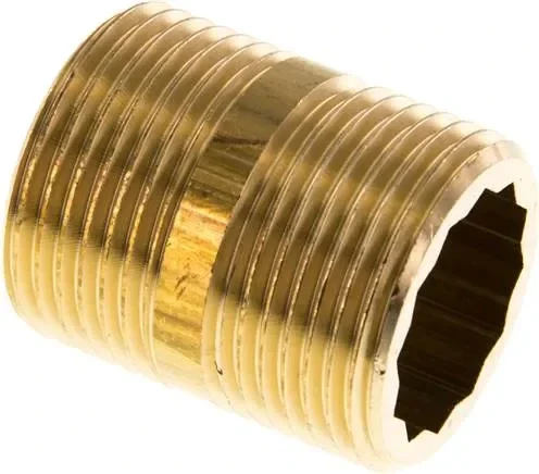 Mamelon double de tuyau G 1″-40mm, laiton