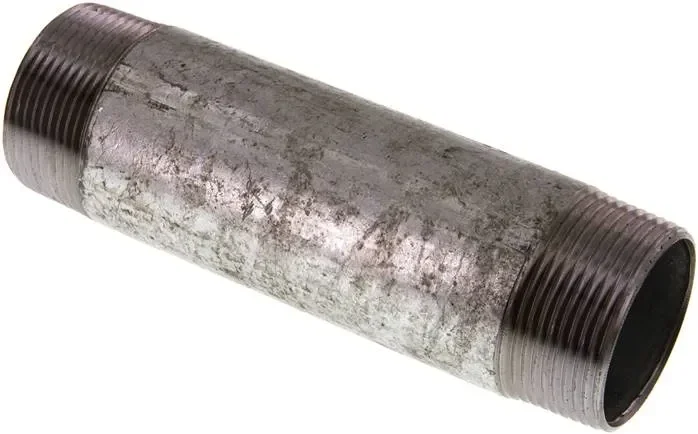 Mamelon double de tuyau R 1-1/2″-150mm, tube en acier ST 37 galvanisé