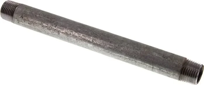 Mamelon double de tuyau R 1/2″-200mm, tube en acier ST 37 galvanisé