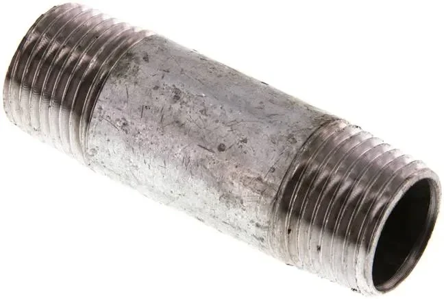 Mamelon double de tuyau R 1/2″-60mm, tube en acier ST 37 galvanisé