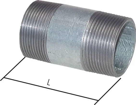Mamelon double de tuyau R 3″-180mm, tube d’acier ST 37 galvanisé