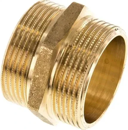 Mamelon double G 1-1/2″-G 1-1/2″, laiton/fonte rouge
