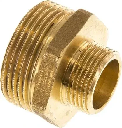 Mamelon double G 1-1/4″-G 3/4″, laiton/fonte rouge