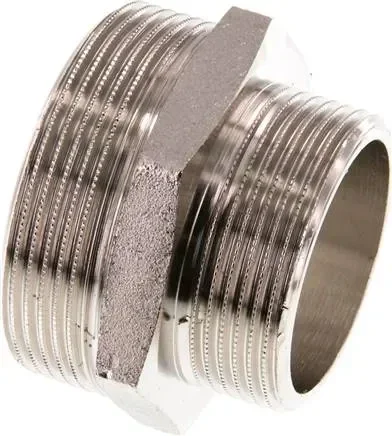 Mamelon double G 2″-G 1-1/2″, laiton nickelé