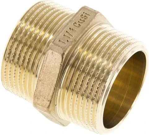 Mamelon double R 1-1/4″-R 1-1/4″, laiton/bronze rouge