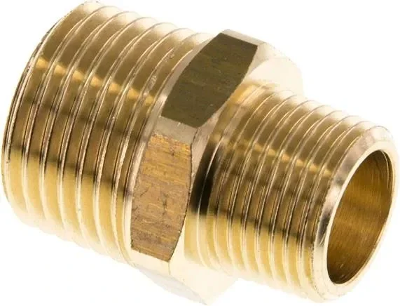 Mamelon double R 1/2″-R 3/8″, laiton/fonte rouge