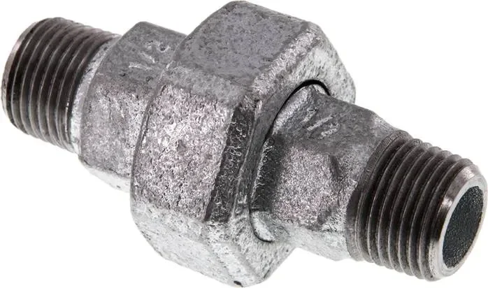 Mamelon double séparable R 1/2″ à joint plat,fonte malléable galvanisée