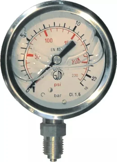 Manomètre 0-16 bars diamètre 63mm 1/4 » gaz
