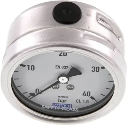 Manomètre à glycérine chimique horizontal, 63mm, 0 – 40bar