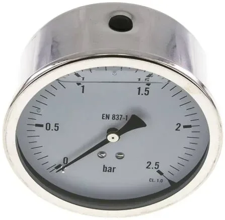 Manomètre à glycérine horizontal (CrNi/Ms),100mm, 0 – 2,5bar -Eco-Line