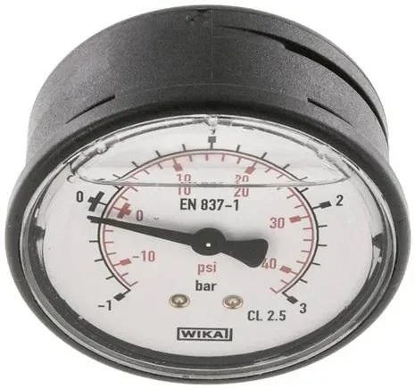 Manomètre à glycérine horizontal (KU/Ms), 63mm, -1 à 3 bar