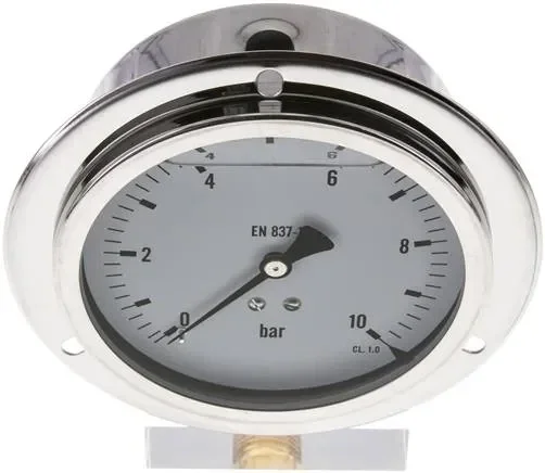 Manomètre à glycérine intégré, bague avant, 100 mm, 0 – 10 bar – Eco-Line