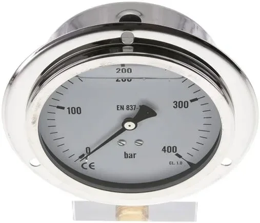 Manomètre à glycérine intégré, bague avant, 100 mm, 0 – 400 bar – Eco-Line