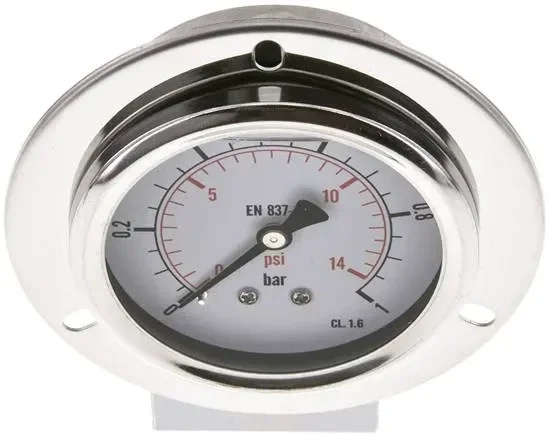 Manomètre à glycérine intégré, bague avant, 63 mm, 0 – 1 bar – Eco-Line