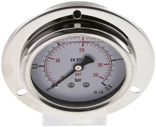 Manomètre à glycérine intégré, bague avant, 63 mm, 0 – 2,5 bar – Eco-Line