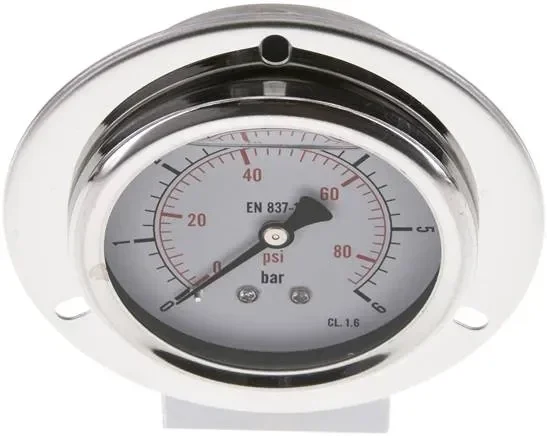 Manomètre à glycérine intégré, bague avant, 63 mm, 0 – 6 bar – Eco-Line