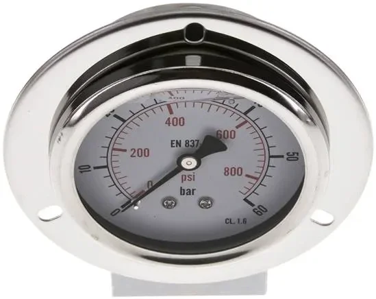 Manomètre à glycérine intégré, bague avant, 63 mm, 0 – 60 bar – Eco-Line