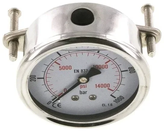 Manomètre à glycérine intégré, lunette 3 points, 63 mm, 0 – 1000 bar – Eco-Line