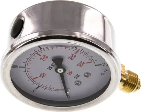 Manomètre à glycérine vertical (CrNi/Ms), 63 mm, 0 – 25 bar – Eco-Line