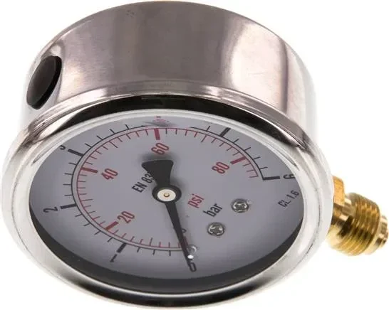Manomètre à glycérine vertical (CrNi/Ms), 63 mm, 0 – 6 bar – Eco-Line