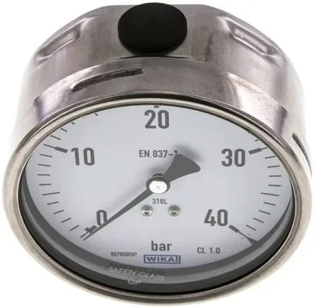 Manomètre chimique horizontal, 100mm, 0 – 40 bar