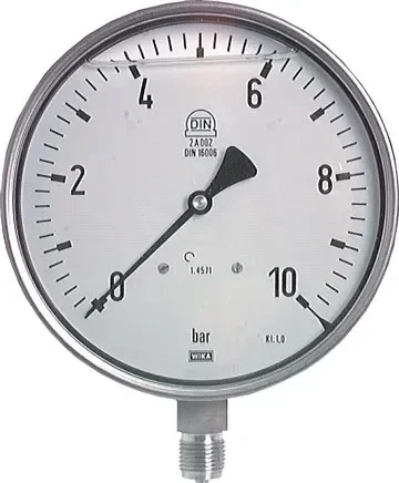 Manomètre de sécurité Gly. vertical,160mm, -1 à 9 bar