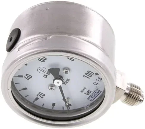 Manomètre de sécurité vertical, 63mm, 0 – 100 bar