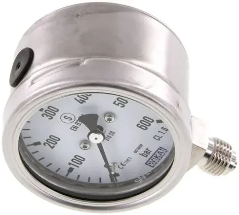 Manomètre de sécurité vertical, 63mm, 0 – 600 bar