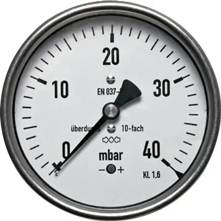Manomètre horizontal 100mm, 0 – 400 mbar, G 1/2