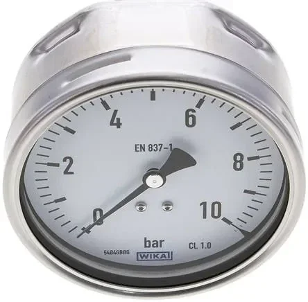 Manomètre horizontal (CrNi/Ms), 100mm, 0 – 10 bar